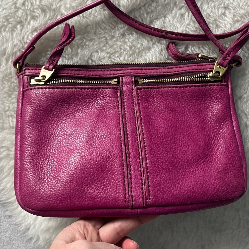 Fossil Pink Leather Crossbody Bag